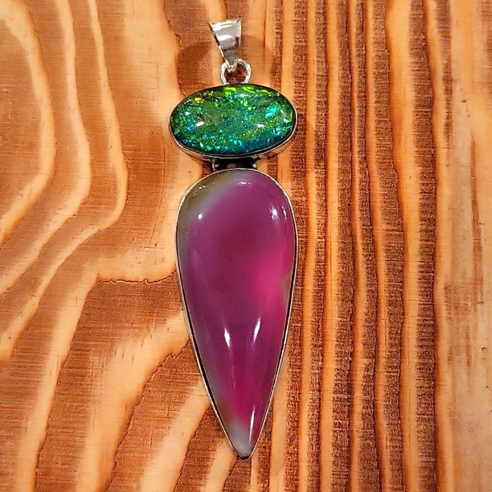 Botswana Agate & Triplet Opal Pendant